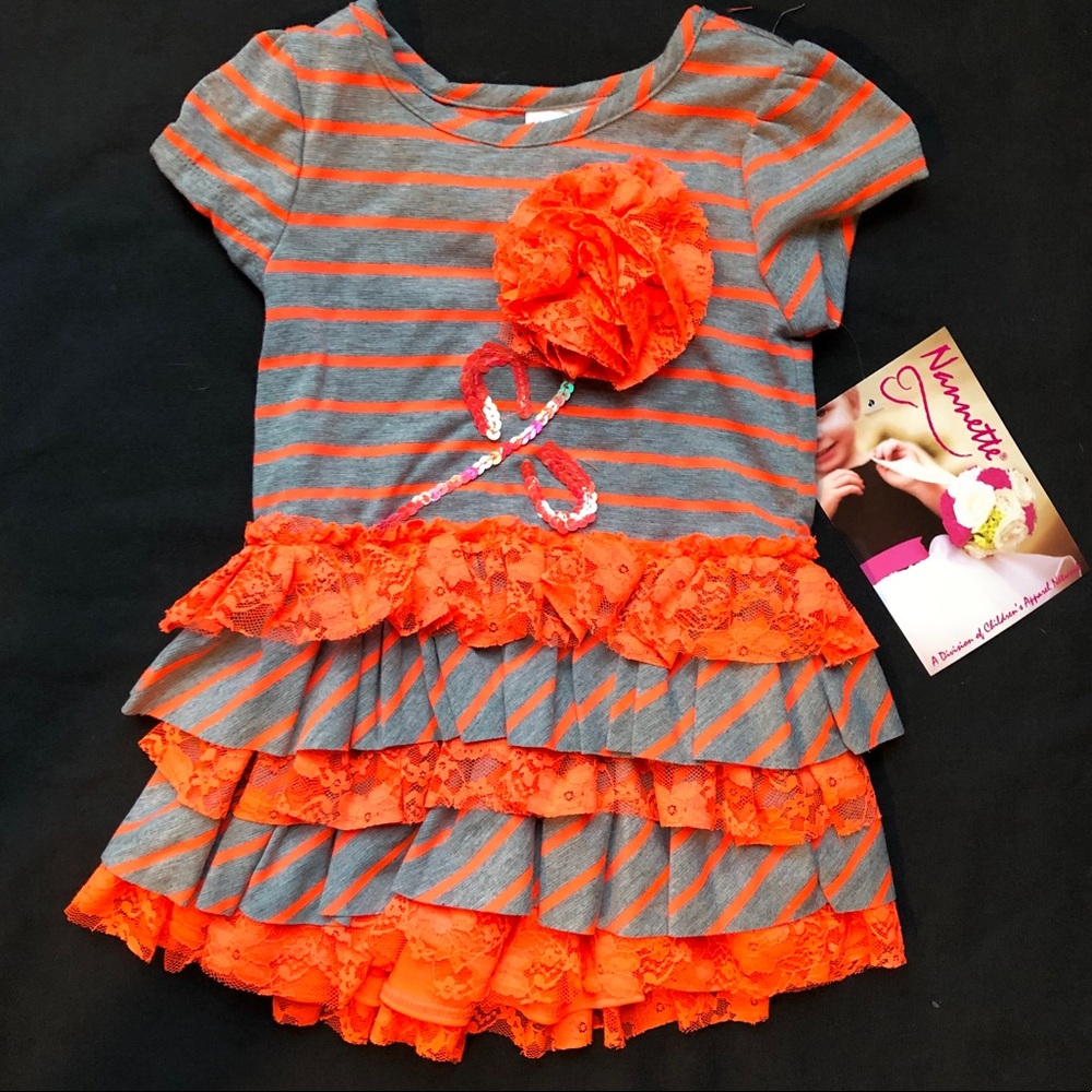 Nannette Size 2T Short Sleeve Lace Detailed Dress